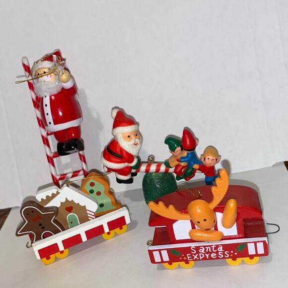 Ornament Bundle Lot Candy Cane Avon Mouse Gingerbread 1990 Elves Santa SeeSaw - Picture 4 of 10